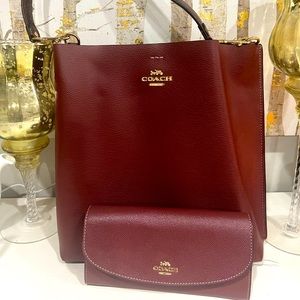 Coach burgundy leather handbag